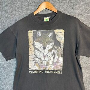 Vintage Vanishing Wilderness Wolf Graphic‎ T Shirt Men's Size X Large